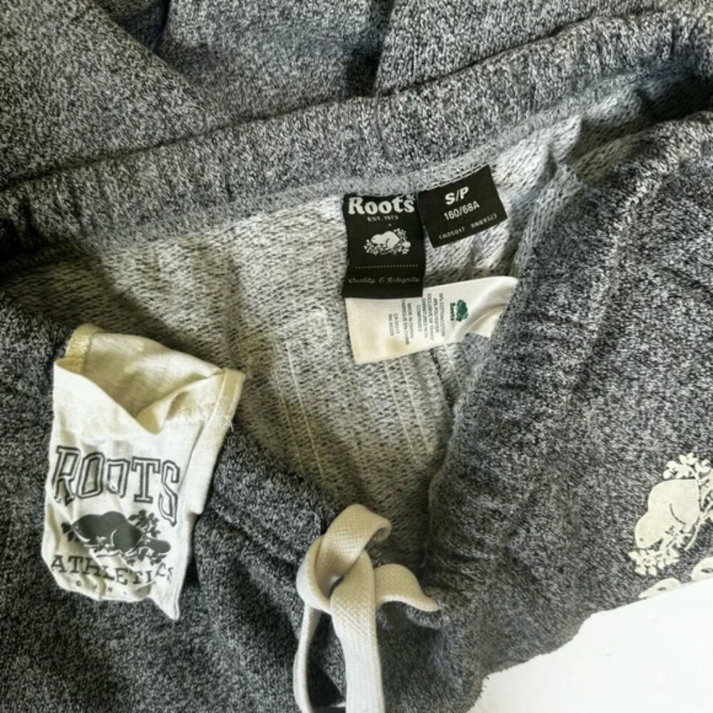Roots Cotton Salt & Pepper Back Logo Pockets Cuff Sweatpant Track Pants Joggers - Picture 11 of 16